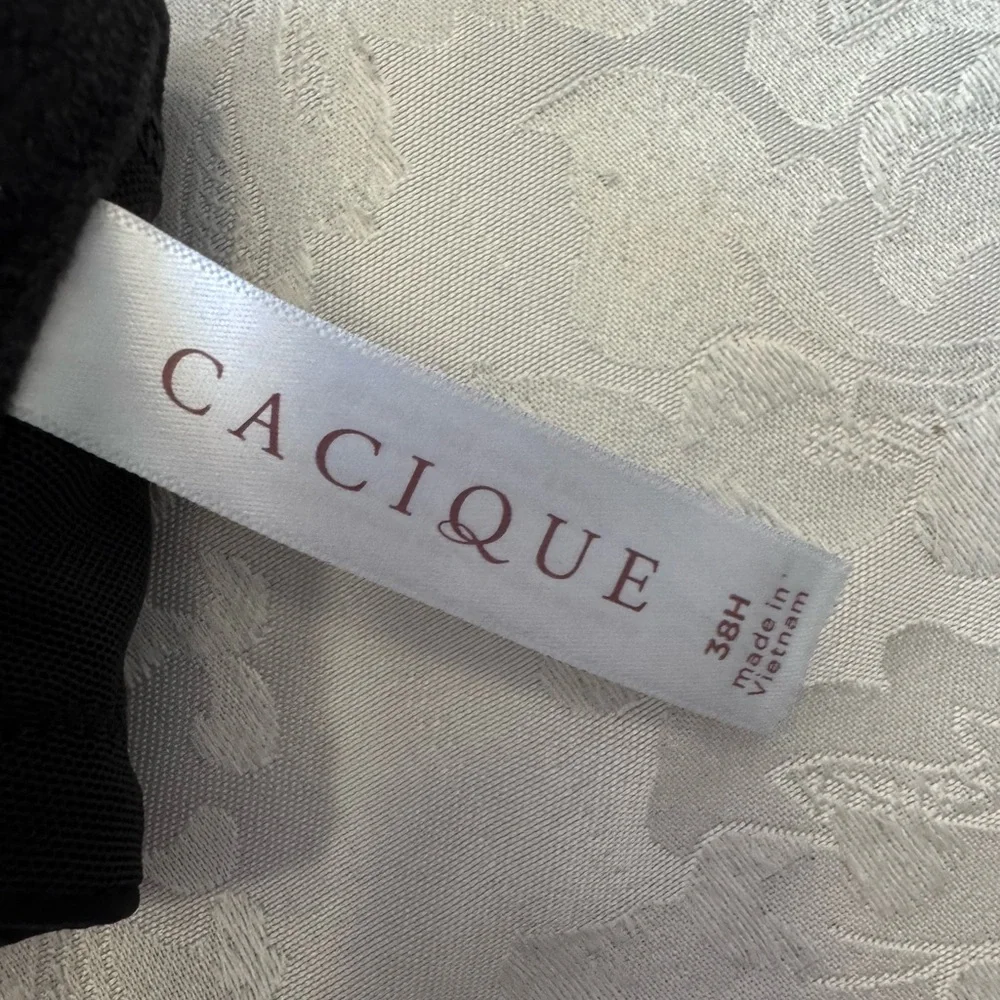 Cacique Bra Unlined‎ Balconstts Size 38H Black Underwire Lingerie Sexy